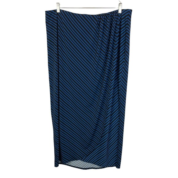 Lane Bryant Maxi Skirt  Women's Size 18/20  Navy Stripe Faux Wrap Skirt - Picture 1 of 8